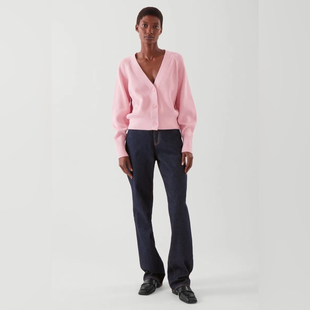 COS Ribbed Knit Pink Cardigan